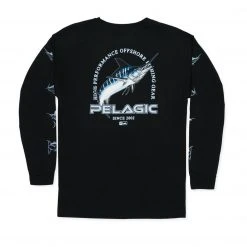 Clothing/Gloves PELAGIC Tee LS Flying Marlin Black
