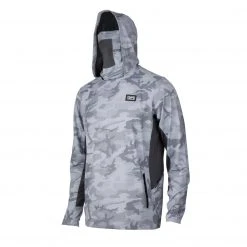Pelagic Exo-Tech Hooded Fishing Shirt Gray Fish Camo