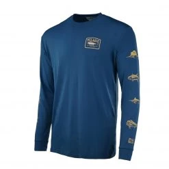 Clothing/Gloves Pelagic Aquatek Game Fish Long Sleeve T-shirt Navy